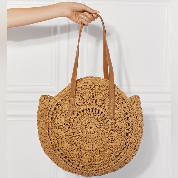 Boho Vibes Black Sun Straw Beach Bag - Picture 2 of 8